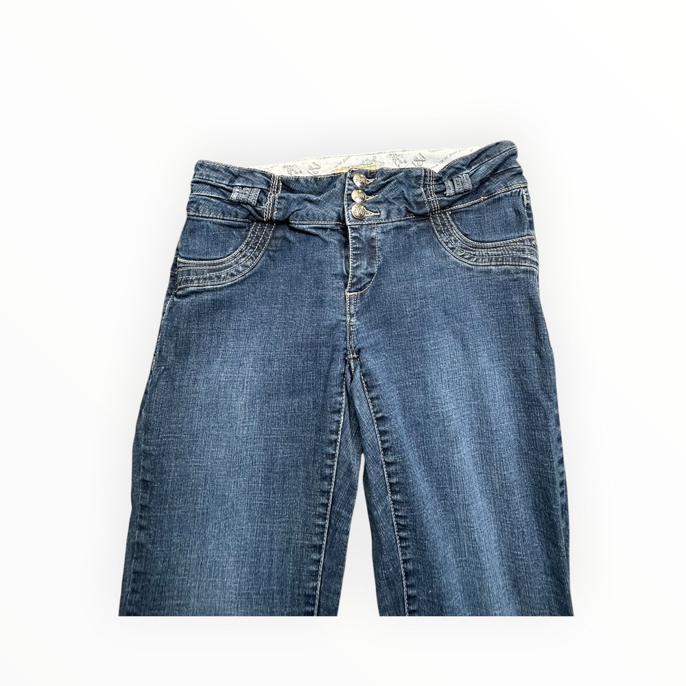 I&M Jeans Denim Womens 11 Blue Low Rise Bootcut Triple Button Y2K IM23125 - Picture 12 of 14